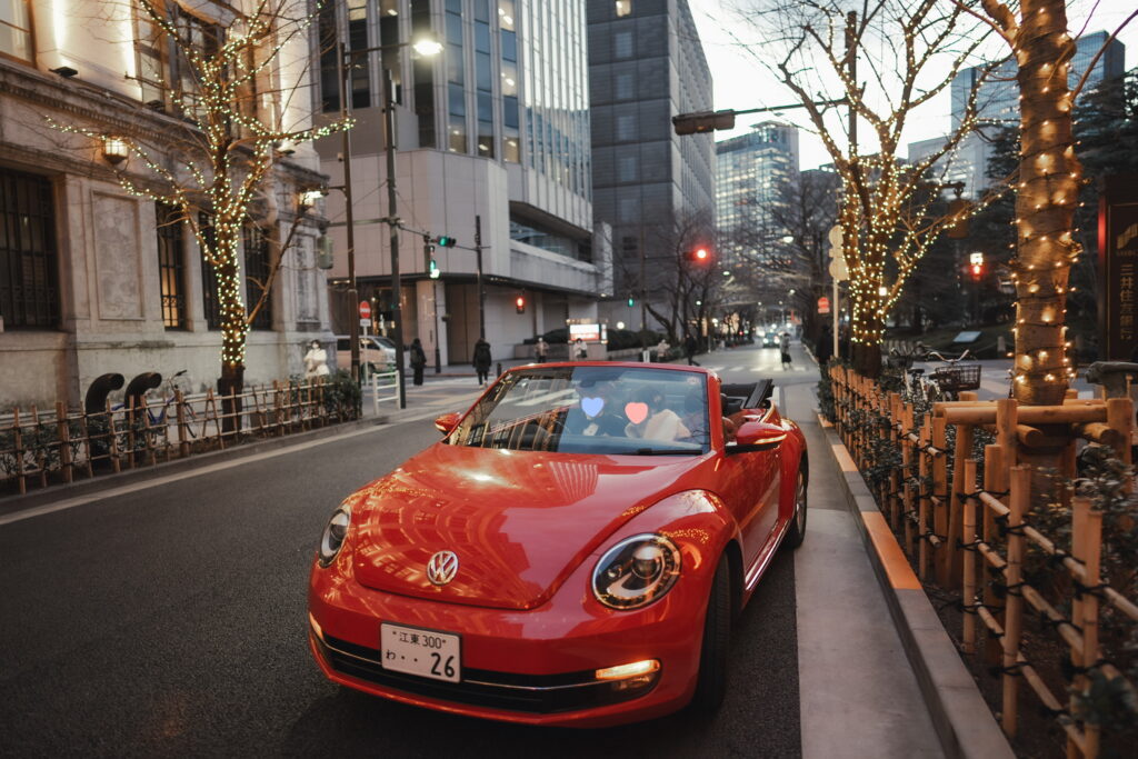 フォトウェディング 日本橋 ラヴィファクトリー ハツコエンドウ オープンカー イルミネーション
