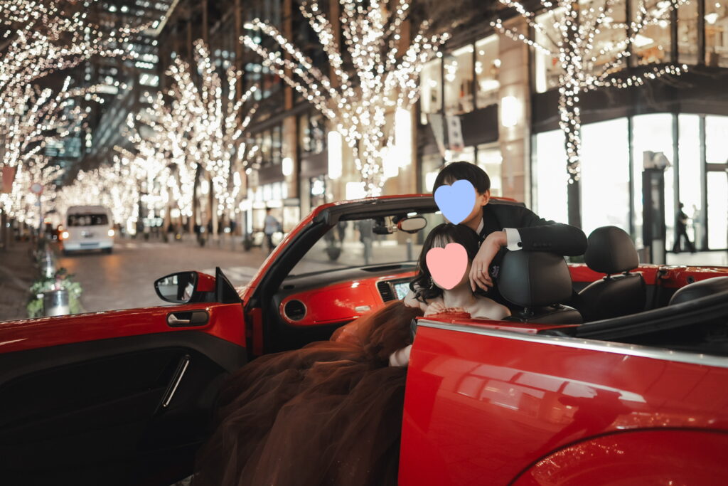 フォトウェディング 丸の内 東京駅 イルミネーション ラヴィファクトリー ハツコエンドウ オープンカー A by Hatsuko Endo Luna
