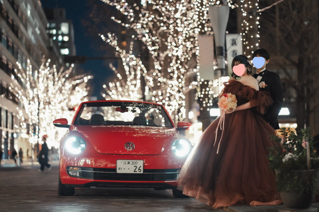 フォトウェディング 丸の内 東京駅 イルミネーション ラヴィファクトリー ハツコエンドウ オープンカー A by Hatsuko Endo Luna